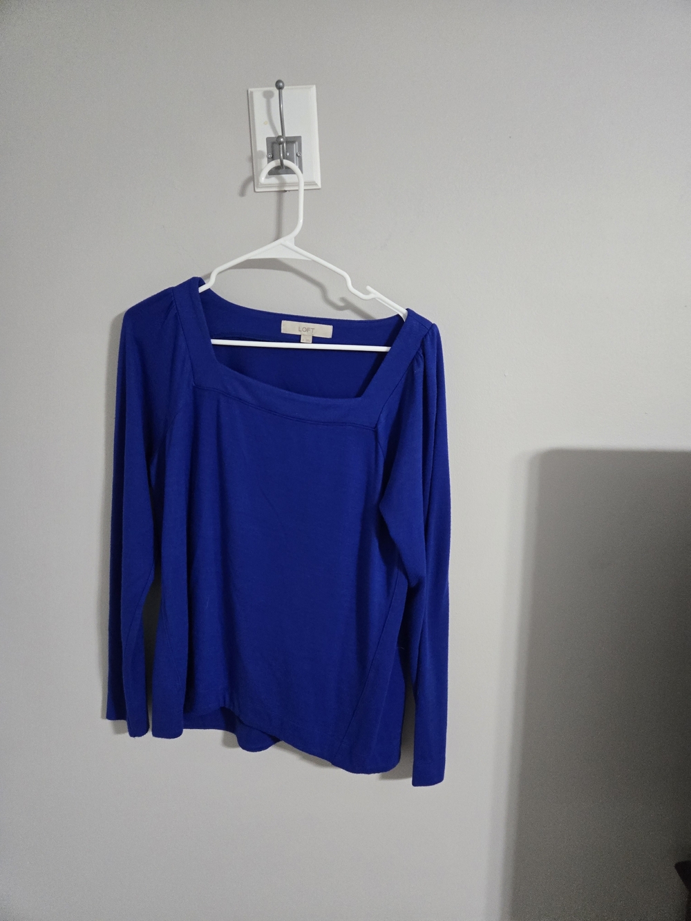 LOFT Women's Cobalt Square-Neck Long Sleeve Top
